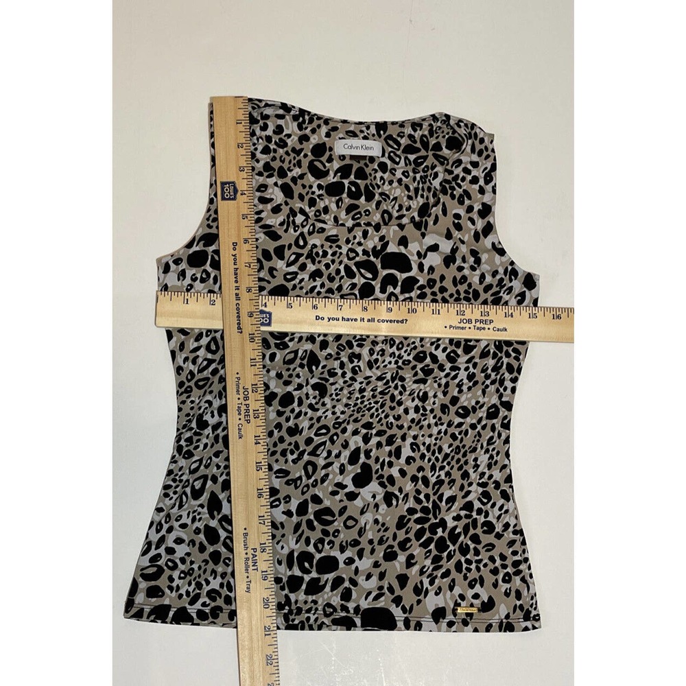 CALVIN KLEIN Women’s XS Tank Shell Animal Print Black Tan Polyester Spandex - Picture 4 of 6